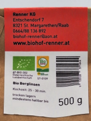 Bild von BIO - Berglinsen 0,5kg  