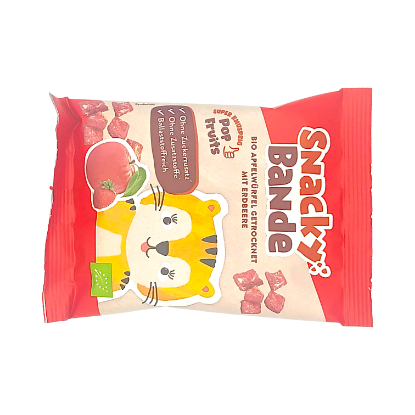 Show details for Snackybande Apfelwürfel mit Erdbeere Picture of Snackybande Apfelwürfel mit Erdbeere